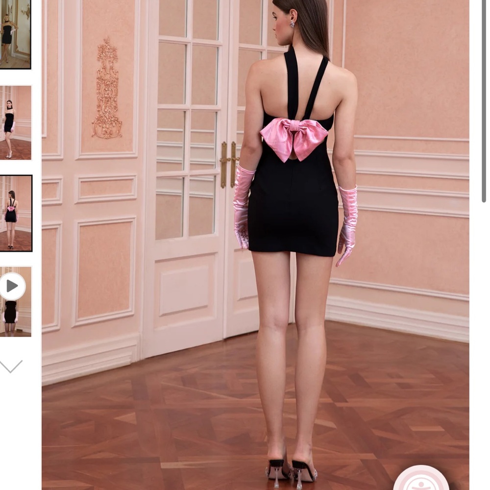 Nana Jacqueline Strapless Black Dress halter and bow - Picture 2 of 11